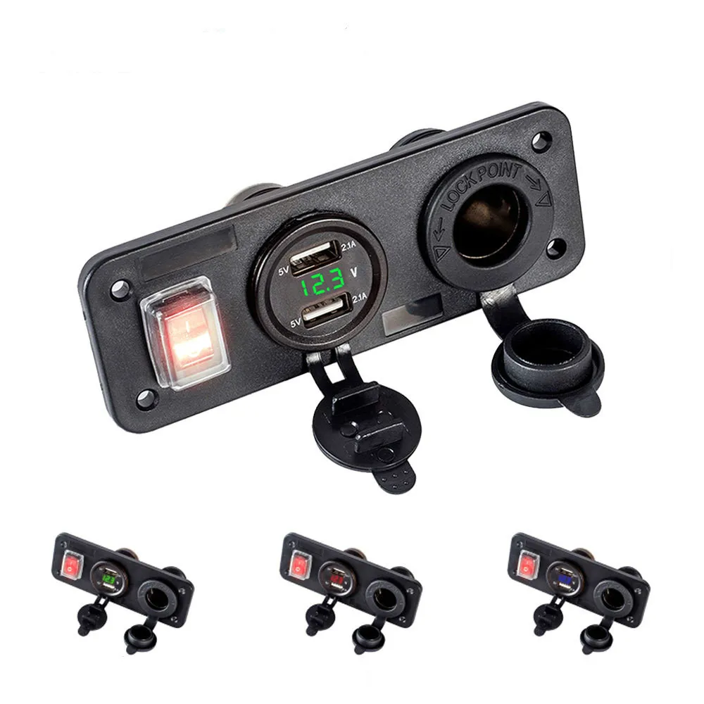 Двойное зарядное устройство USB 4.2A вольтметр 12 В гнездо прикуривателя вкл. ВЫКЛ.