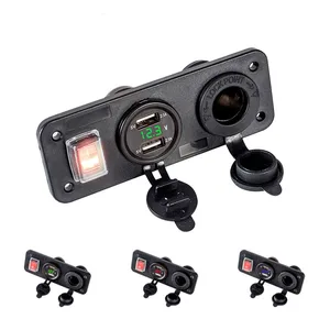 Двойное зарядное устройство USB, 4.2A вольтметр 12 В, гнездо прикуривателя, вкл. ВЫКЛ., рокер, тумблер, панель переключателя для автомобиля, лодки, грузовика