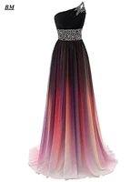 2021 sexy gradient chiffon prom dresses bead long formal evening dress plus size ombre party gown vestido de formatura bm04
