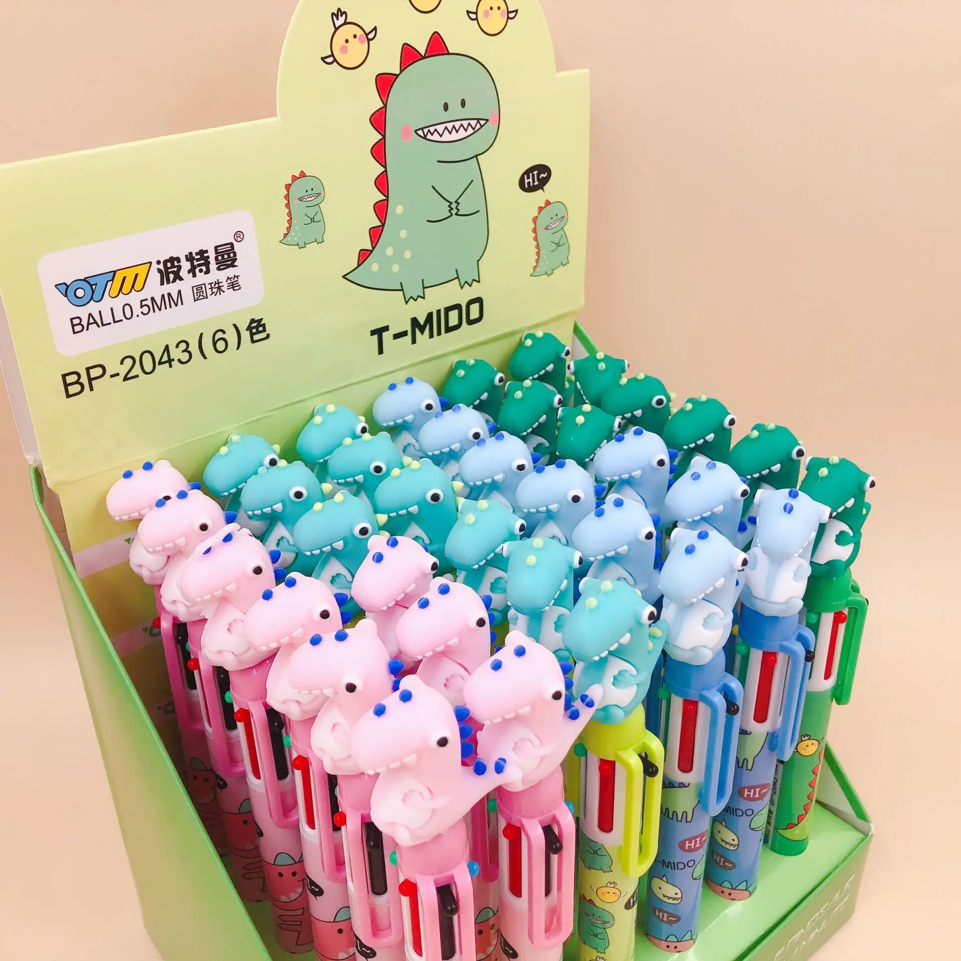 1 шт./1 лот Kawaii Шариковая ручка 6 цветов с рисунком динозавра шариковые ручки школы