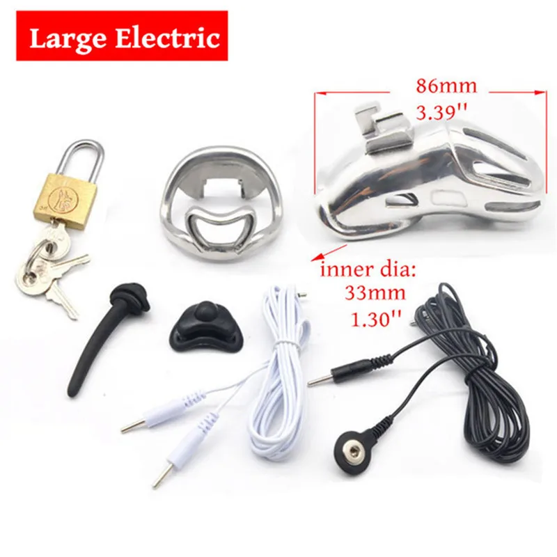DIY Electric Shock 316 Stainless Steel Male Chastity Device Electro Cock Cage Penis Rings BDSM Adult Sex Toys For Men. | Красота и