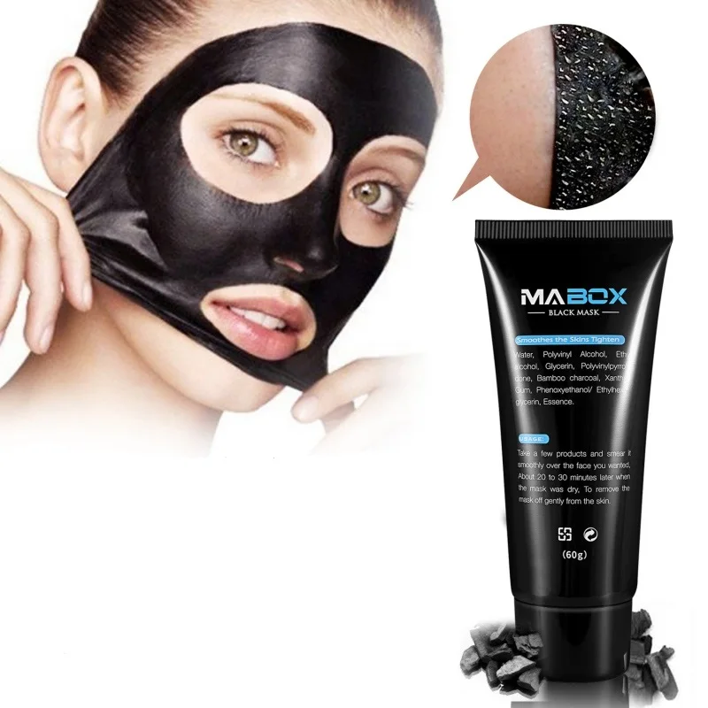 Черная коллагеновая маска от бамбукового угля Очищающая для удаления угрей