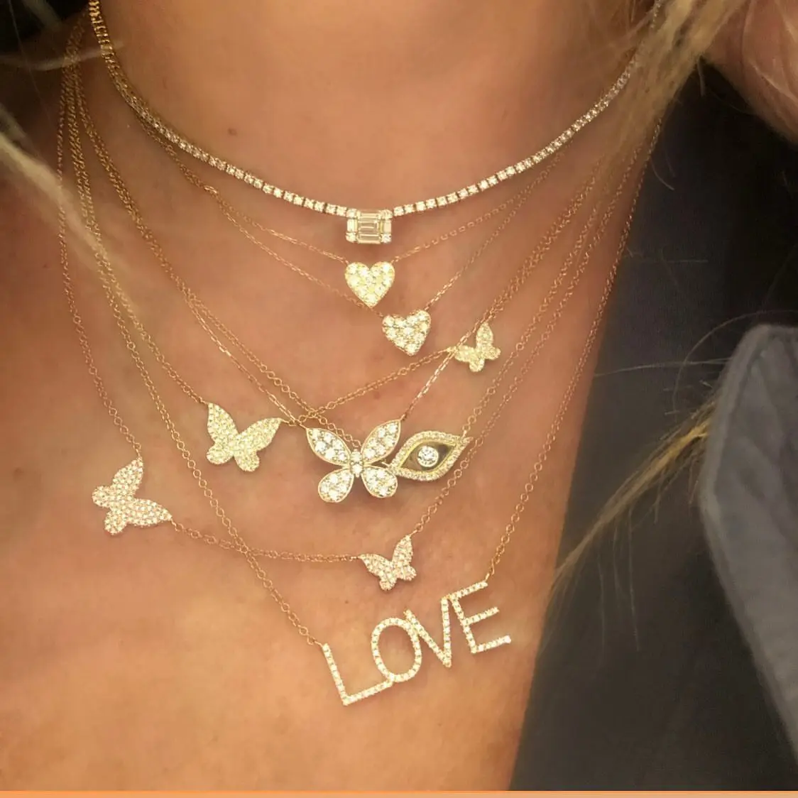 Ожерелье с подвеской бабочкой золотым родием|Колье| |