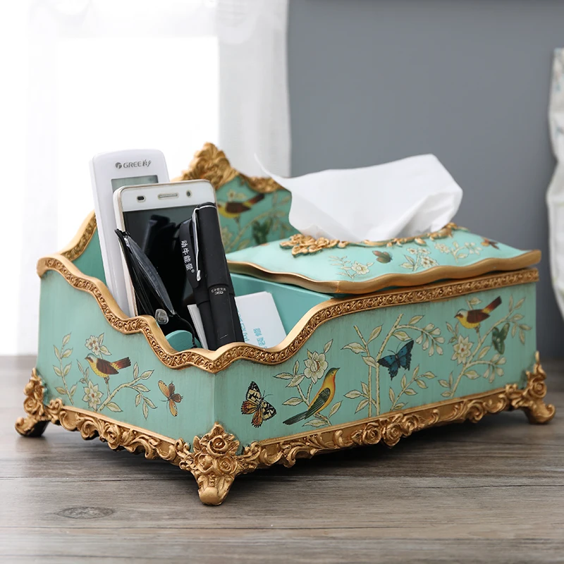 

Beautiful and practical European-style multifunctional tissue box Creative personality Retro remote control storage box