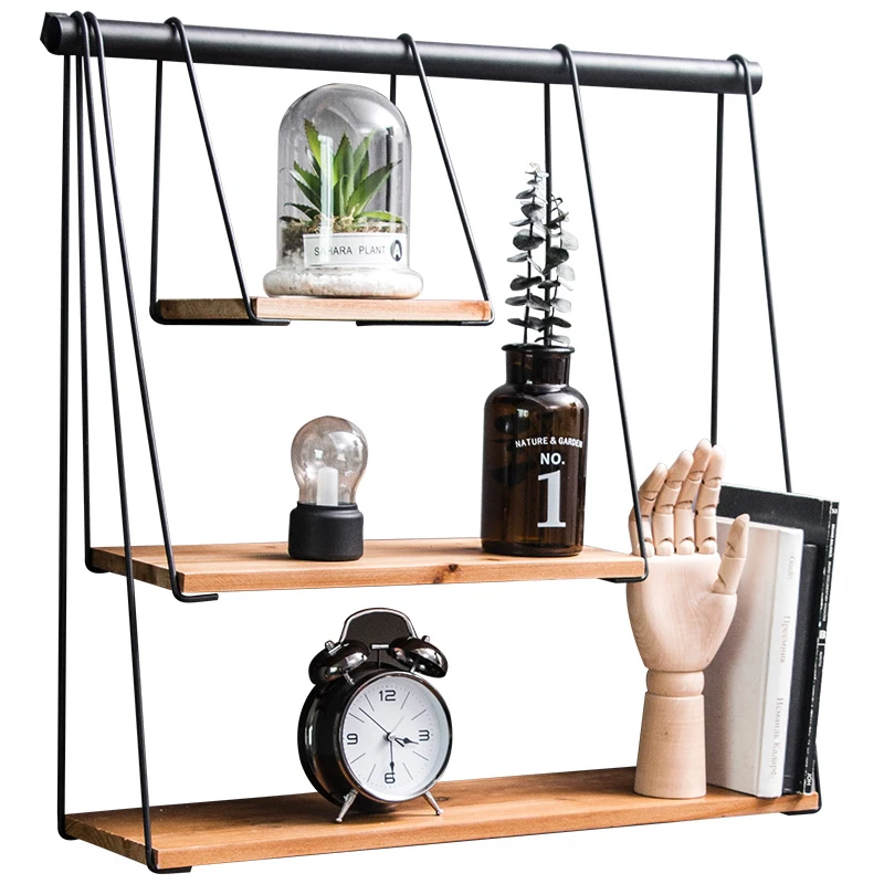 

Solid wood wall storage rack hanging holes behind the wall convenient Nordic bedroom decoration wall hanging space saving modern