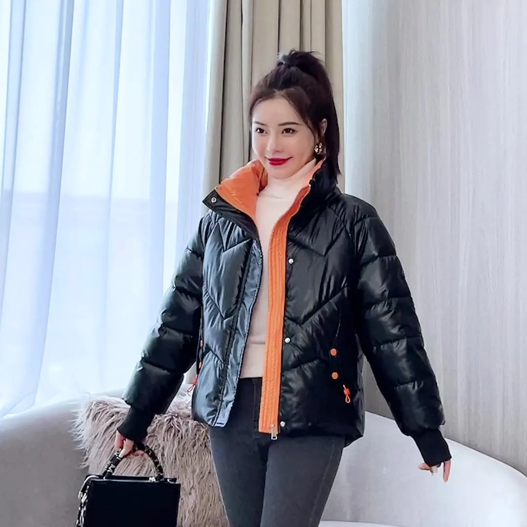 

Куртка короткая зимняя на хлопковом наполнителе для маленьких мужчин и женщин, Корейская свободная утепленная куртка на хлопковом наполни...