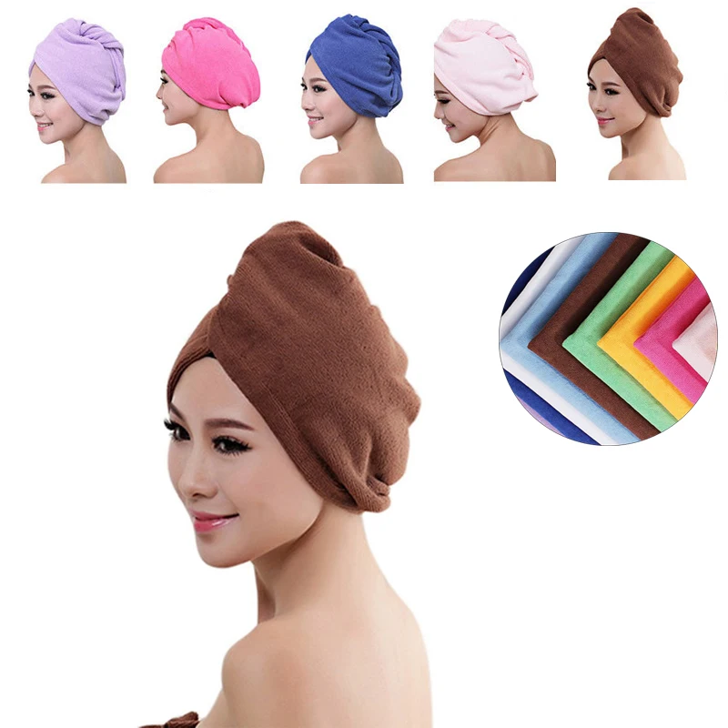 Microfiber Bath towel Hair Hat Turban Dry Quick Drying soft shower cap hat for lady man Head Wrap Bathing Tools | Дом и сад