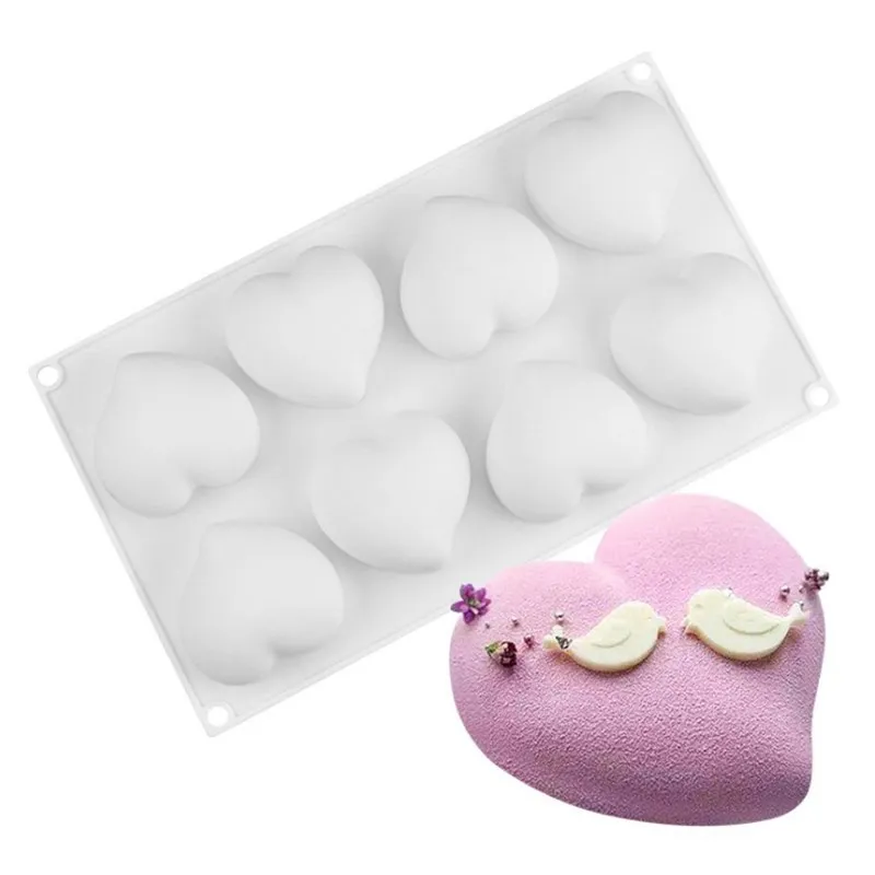 Силиконовая 3D форма для выпечки в виде сердца с бриллиантами шоколадных печенья