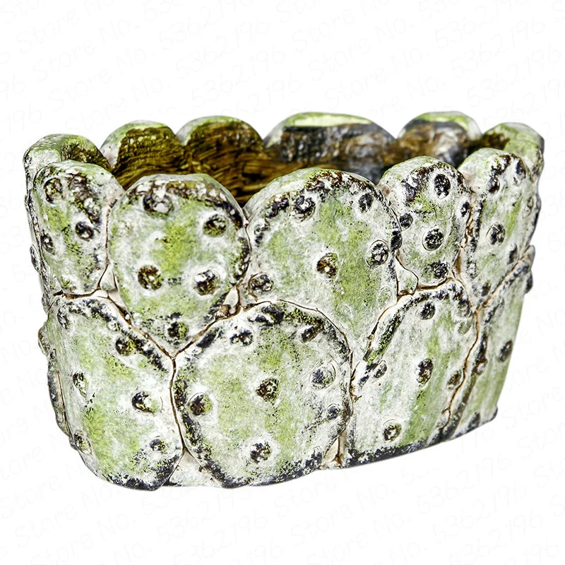 

European style simulation cactus flowerpot living room decoration plant potted flowerpot cement material bionic design