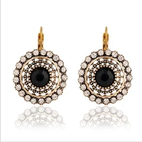 fashion bohemian big sunflower drop earrings vintage whiteblack stone women drop earrings one pair xye235