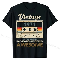 vintage 1971 cassette tape 50 awesome 50th birthday gift t shirt tops t shirt popular casual cotton mens t shirts casual