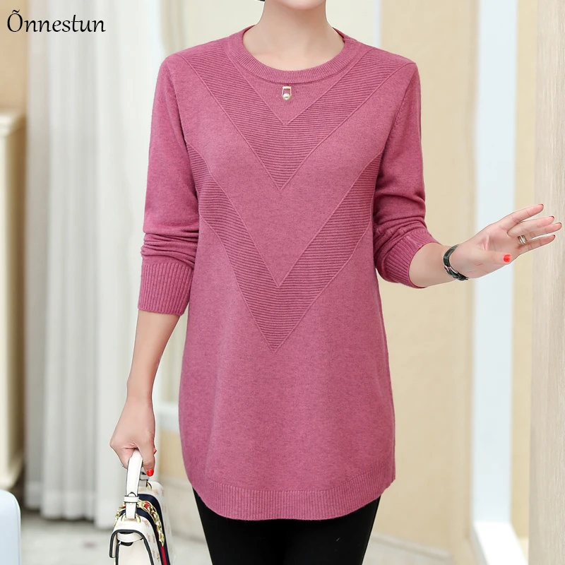 

Длинный свитер, Женская осенне-зимняя повседневная женская одежда 2021, пуловер, вязаное платье, мягкие свитеры с геометрическим рисунком и круглым вырезом для женщин