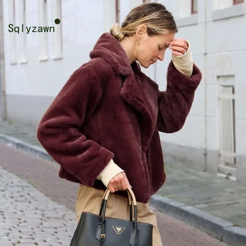 Зимние теплые пушистые короткие пальто из искусственного меха женские меховые