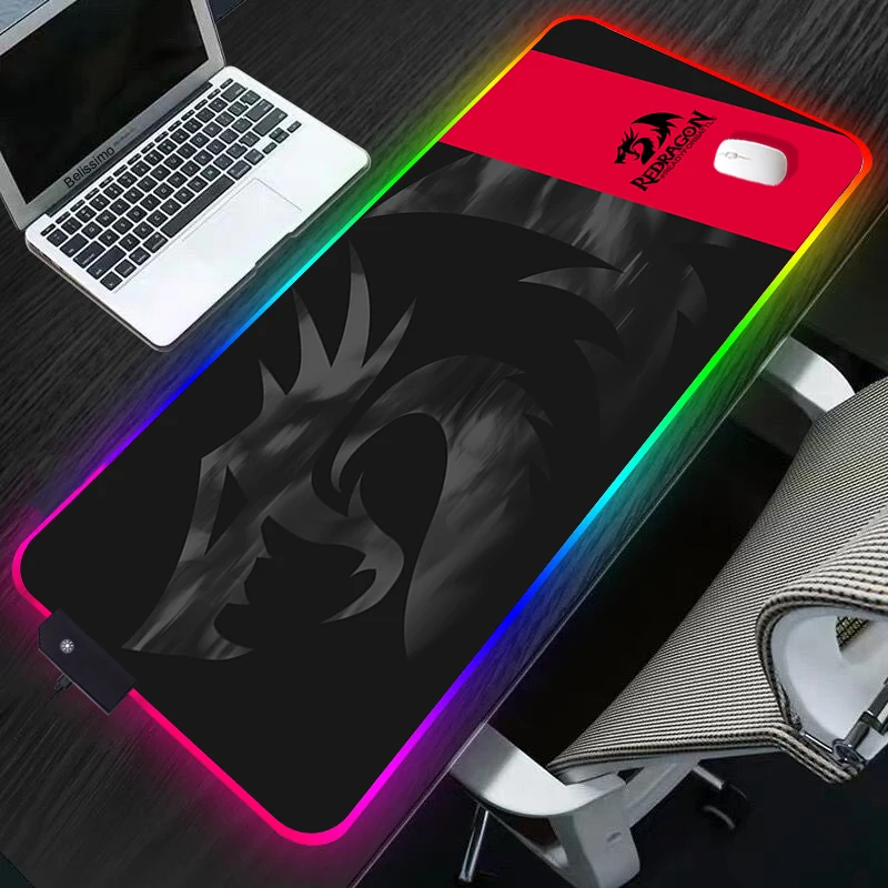 rgb mouse pad redragon mat anime gaming mousepad gamer accessories mouse mat led pad pc keyboard pad for computer laptop pad xxl free global shipping