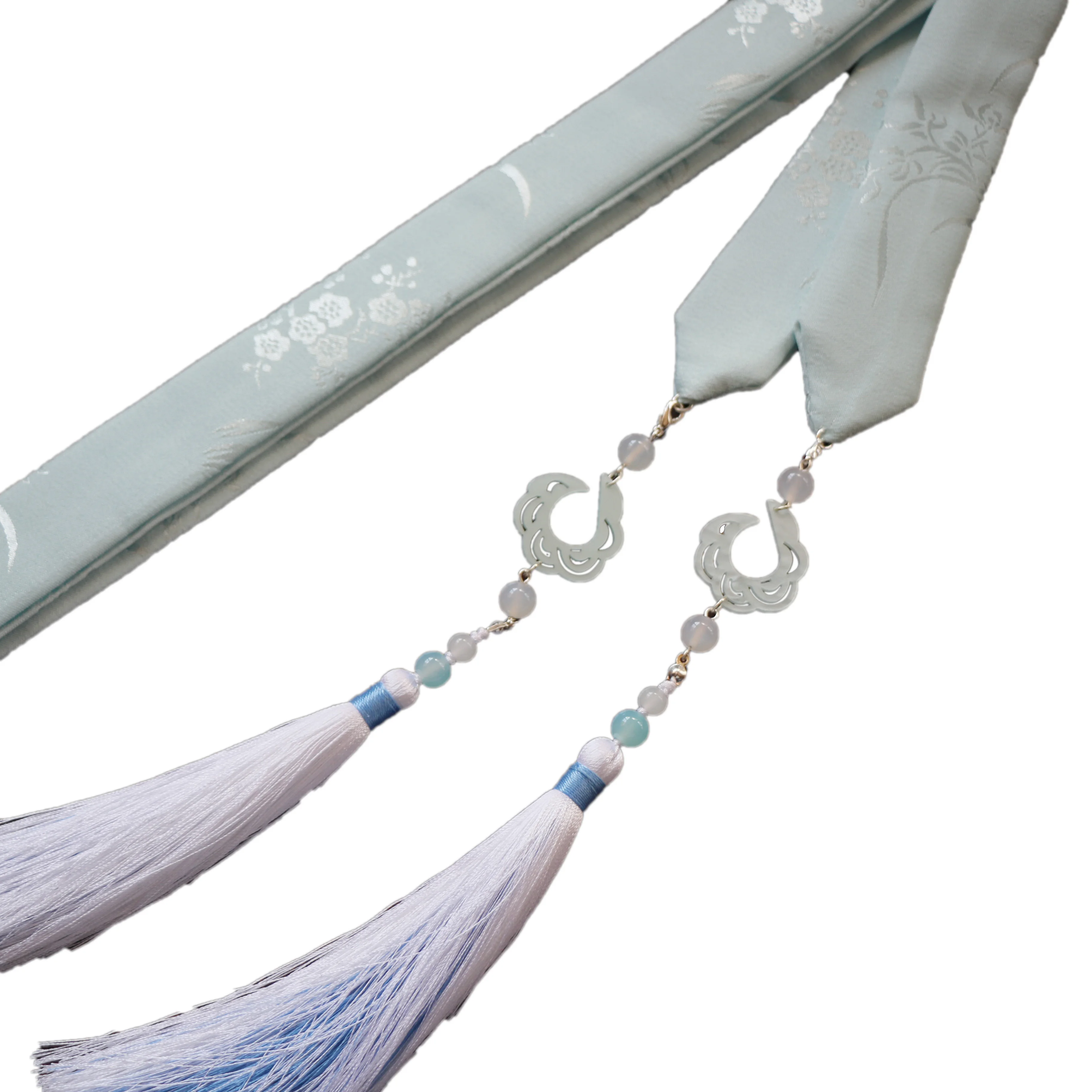 

Antique Style Wind Chinese Clothing Ancient Accessories Light Blue mo e Tassels Hair Band Hair Accessories Headdress Ribbon