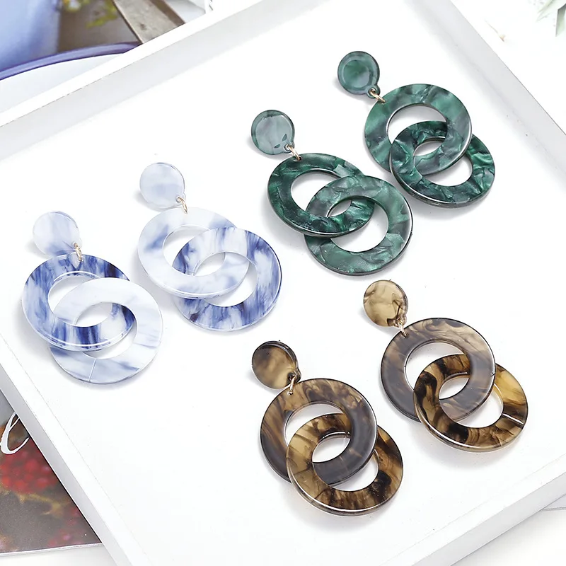 

Big Exaggerated Drop Earrings for Women Bohemian Acrylic Acetate Circle Dangle Statement Hanging Resin Geometric Earring Jewelry