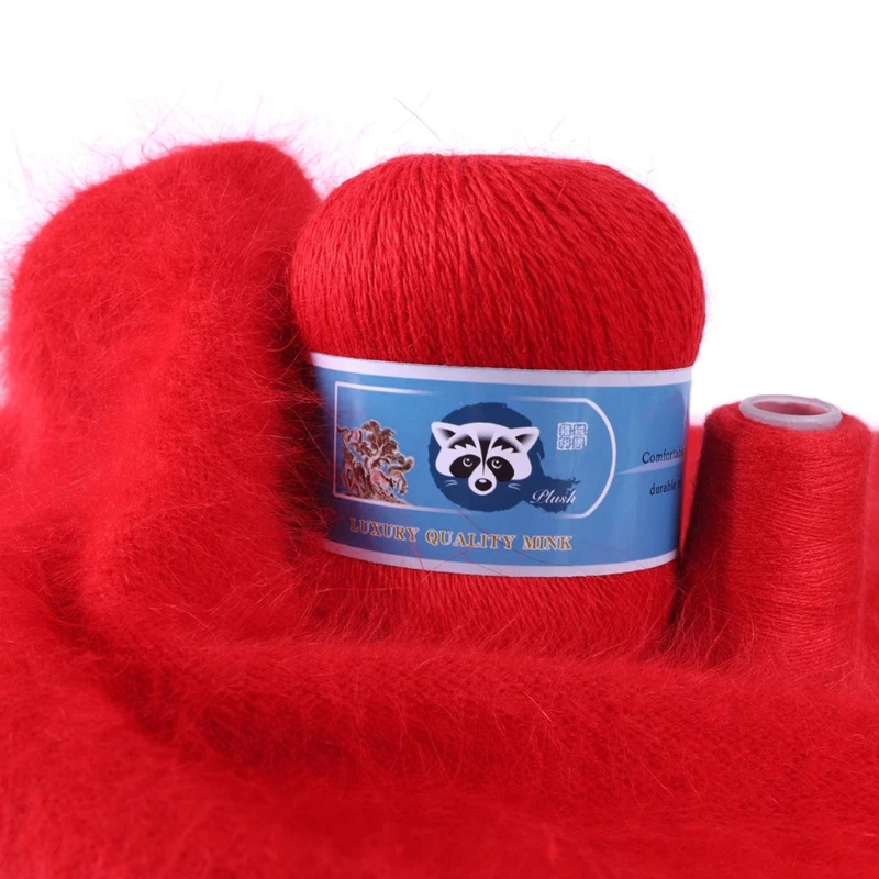 

2 шт. длинные плюшевые норковые чистые натуральные вязальные мешки шерстяная пряжа ручной работы материал для изготовления кутюр 50 г + 20 г