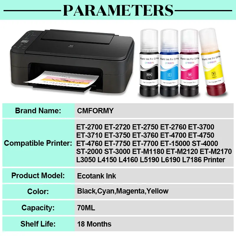 Чернила для эко-принтера Epson EcoTank 104, 522, ET-2710, ET-2711, ET-2712,  ET-2714, ET-2715, ET-2720, ET-2726, ET-4700 | Компьютеры и офис |  АлиЭкспресс
