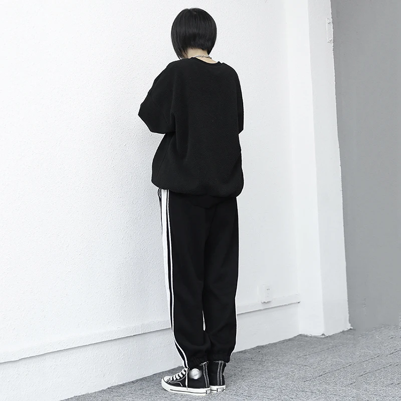 

Contrast Color Striped Bandage High Waist Trousers New Loose Fit Pants Women Fashion Tide Spring Autumn 2021 1DD3823