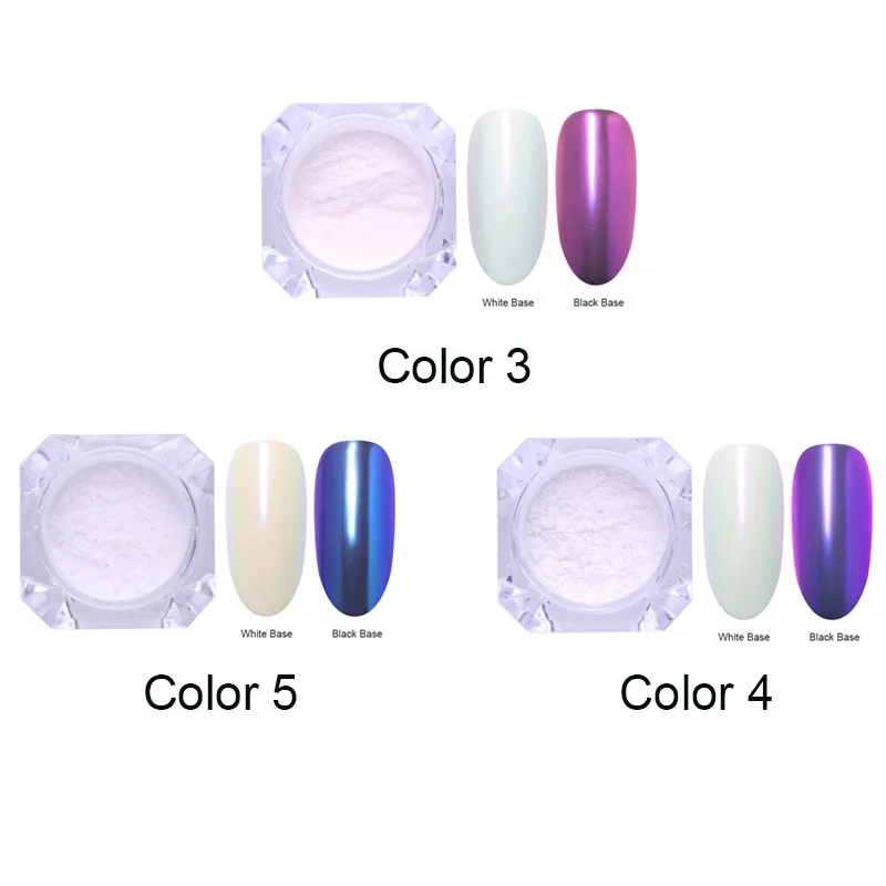 3pcs-Set 2 Яркие Блестки для ногтей порошок пыль хром пигмент пыль ослепительный салон микро Голографический лазерный порошок для DIY украшения для ногтей - Цвет: 3pcs-Set 2