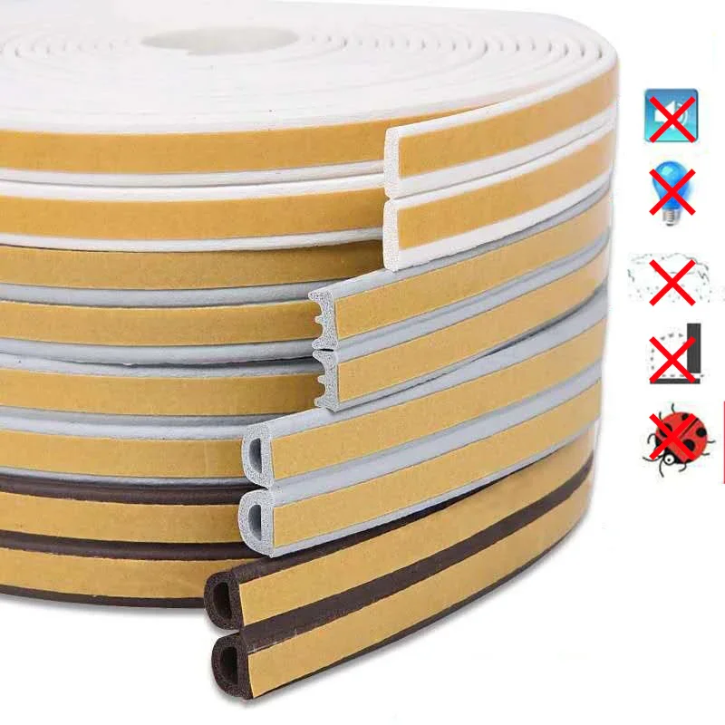 

Foam Selo Tape 5 M Window Sealing Strip Self-adhesive Door Anti-collision Rubber Dust-proof DIPE Shape Sound Insulation Strip