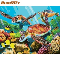 ruopoty sea turtle animal oil painting by numbers home decoration wall art picture by number acrylic paint drawing canvas craft