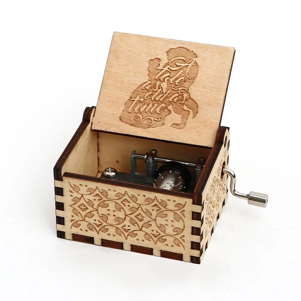 Деревянная резная Музыкальная шкатулка со зверями музыкальная подарок для