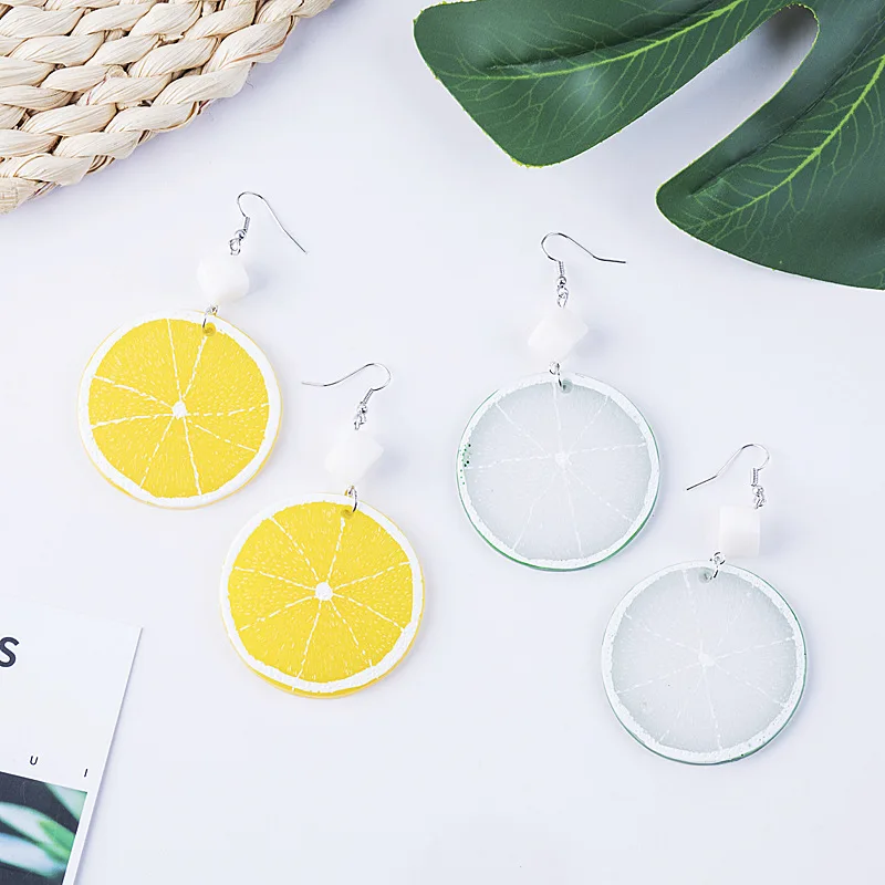 Полимерные серьги Крючки с желтым белым лимоном маленькие подвески фруктами и