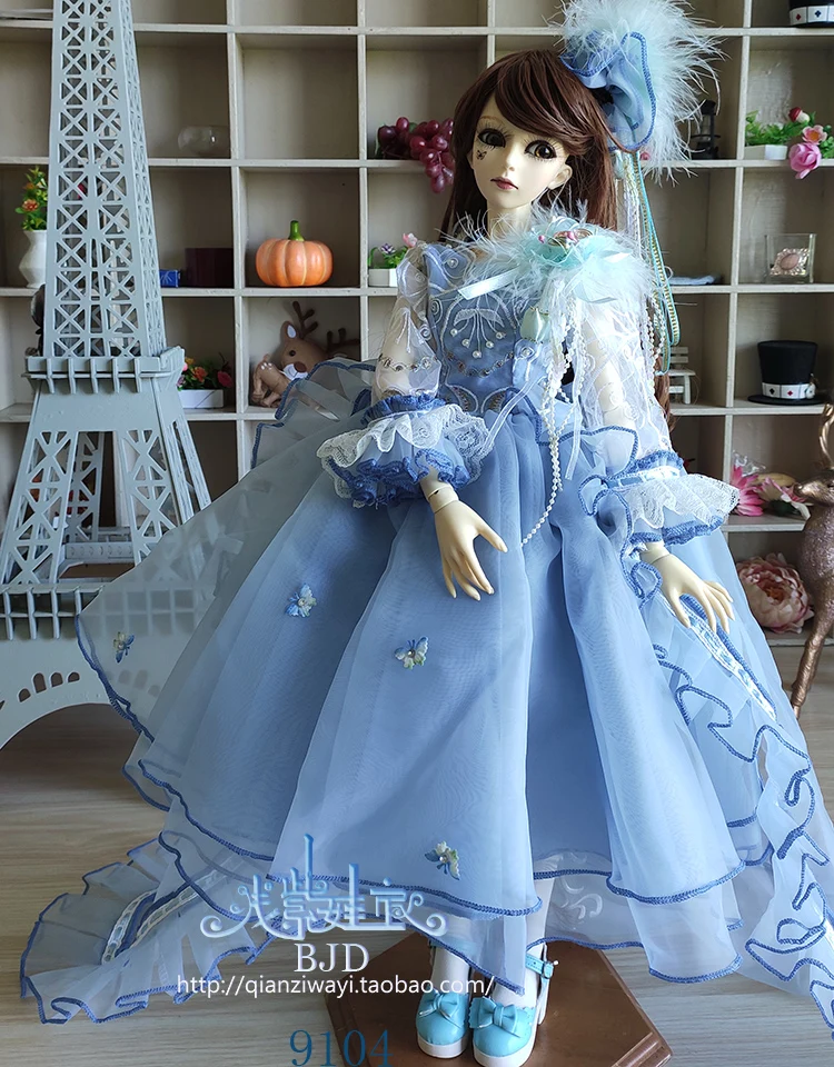 1/4 1/3 BJD платье со шлейфом+ головной убор комплект аксессуары для кукол для BJD/SD MSD SD13, не включает в себя куклы, обувь, парик и другие E2692