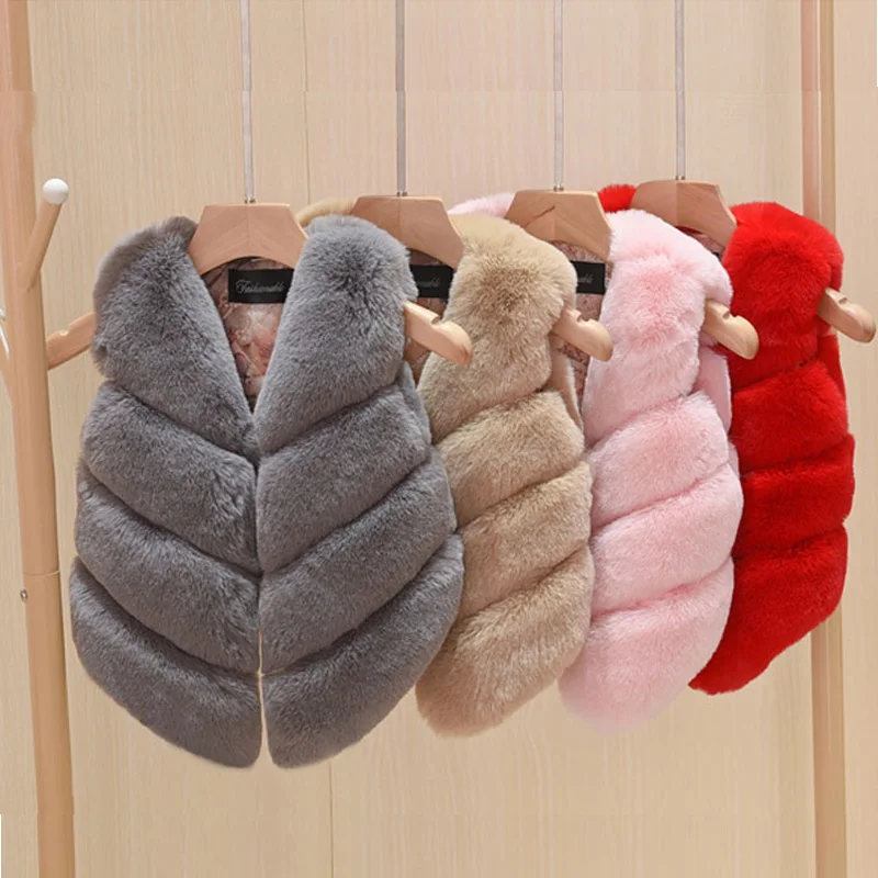 Детский жилет из искусственного меха для девочек осенне-зимний модный толстый