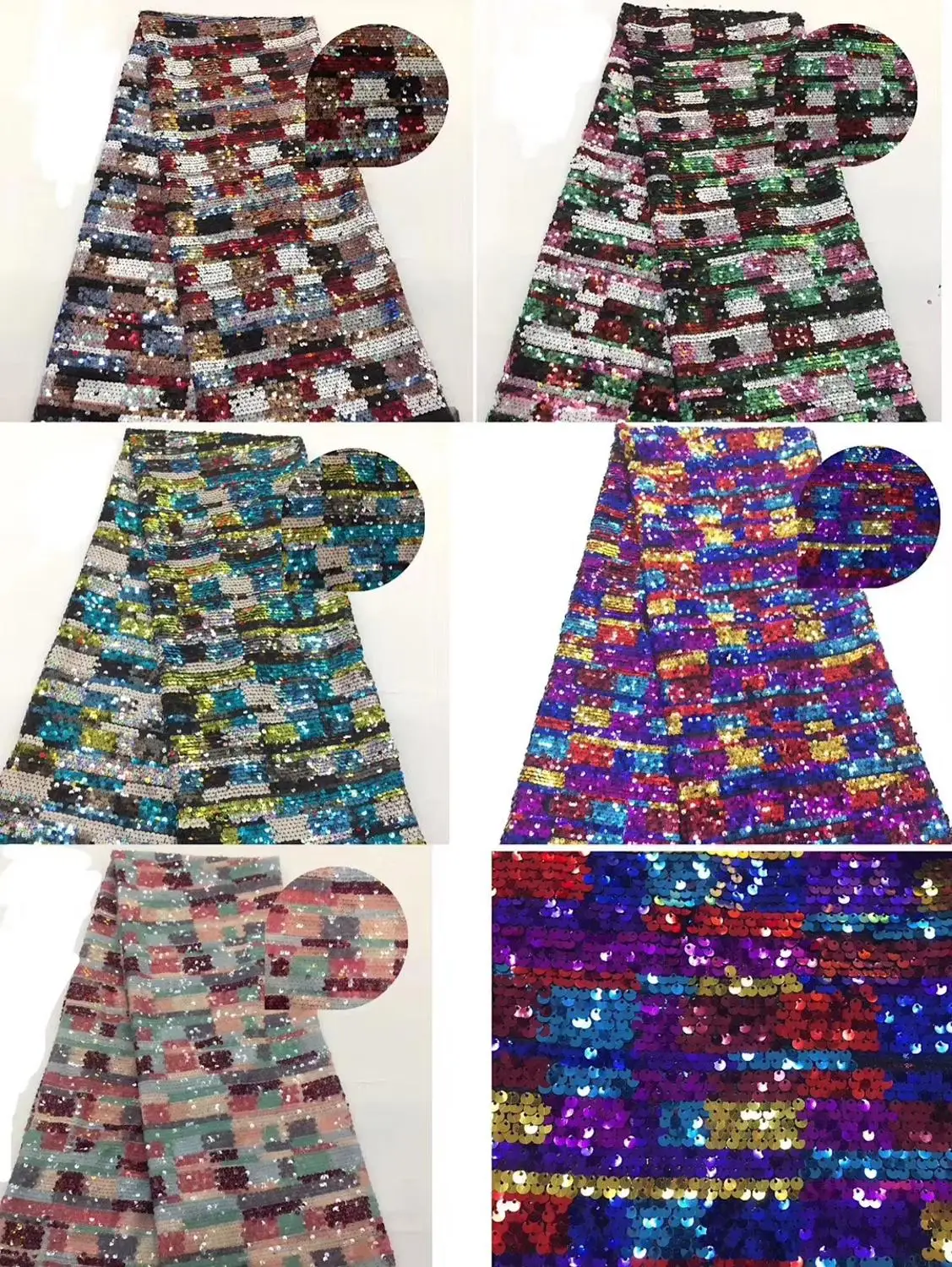 

Beautiful sequins lace fabric Nigerian red fabric high quality African tulle lace fabric for Evening Dresses CDN278