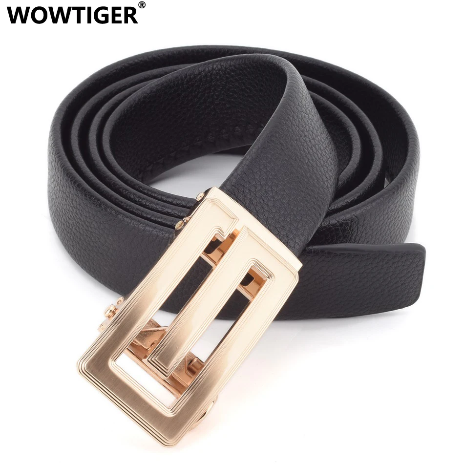 WOWTIGER с надписью золотой серебряный цвет автоматической пряжкой черный 35 мм из
