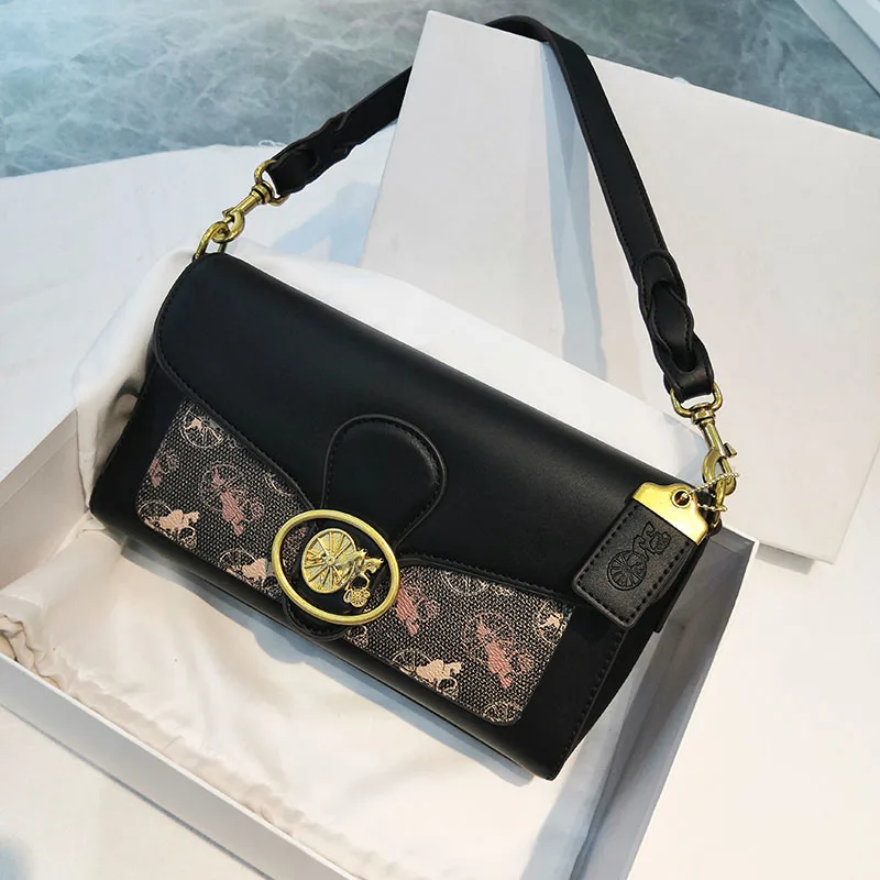 

Original Design Babel Prinkors Luxury Retro Shoulder Bronze Metal Chain Crossbody Hand Carry Flap Printing Small Square Bag