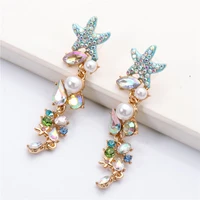 new styles charm colorful crystal pearl summer dangle drop earrings high quality metal jewelry accessories for women wholesale