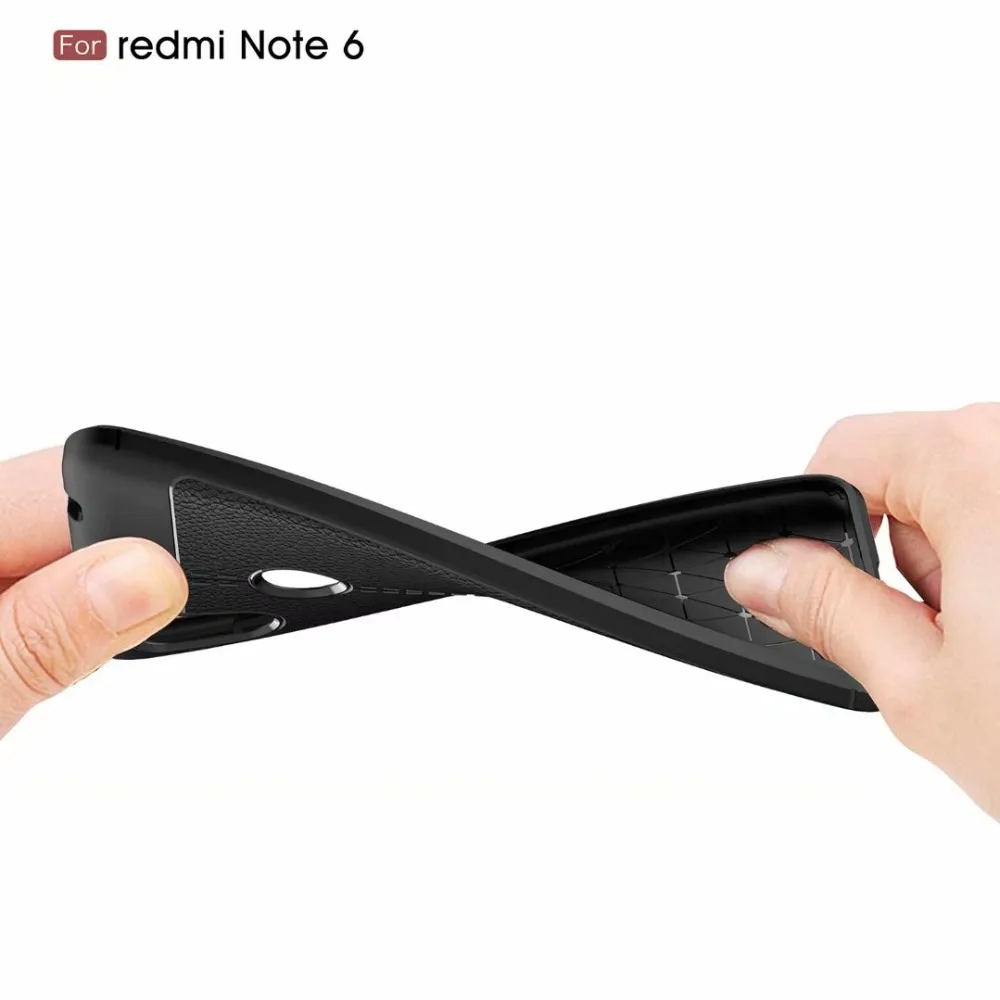 Чехол для Redmi Note 6 pro матовый Гибридный армированный кожаный чехол с текстурой