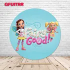 GFUITRR фон для фотосъемки с изображением бабочек кафе кругов детей на 1-й День рождения мультяшный фон для фотосъемки синий круглый Виниловый фон для фотобудки