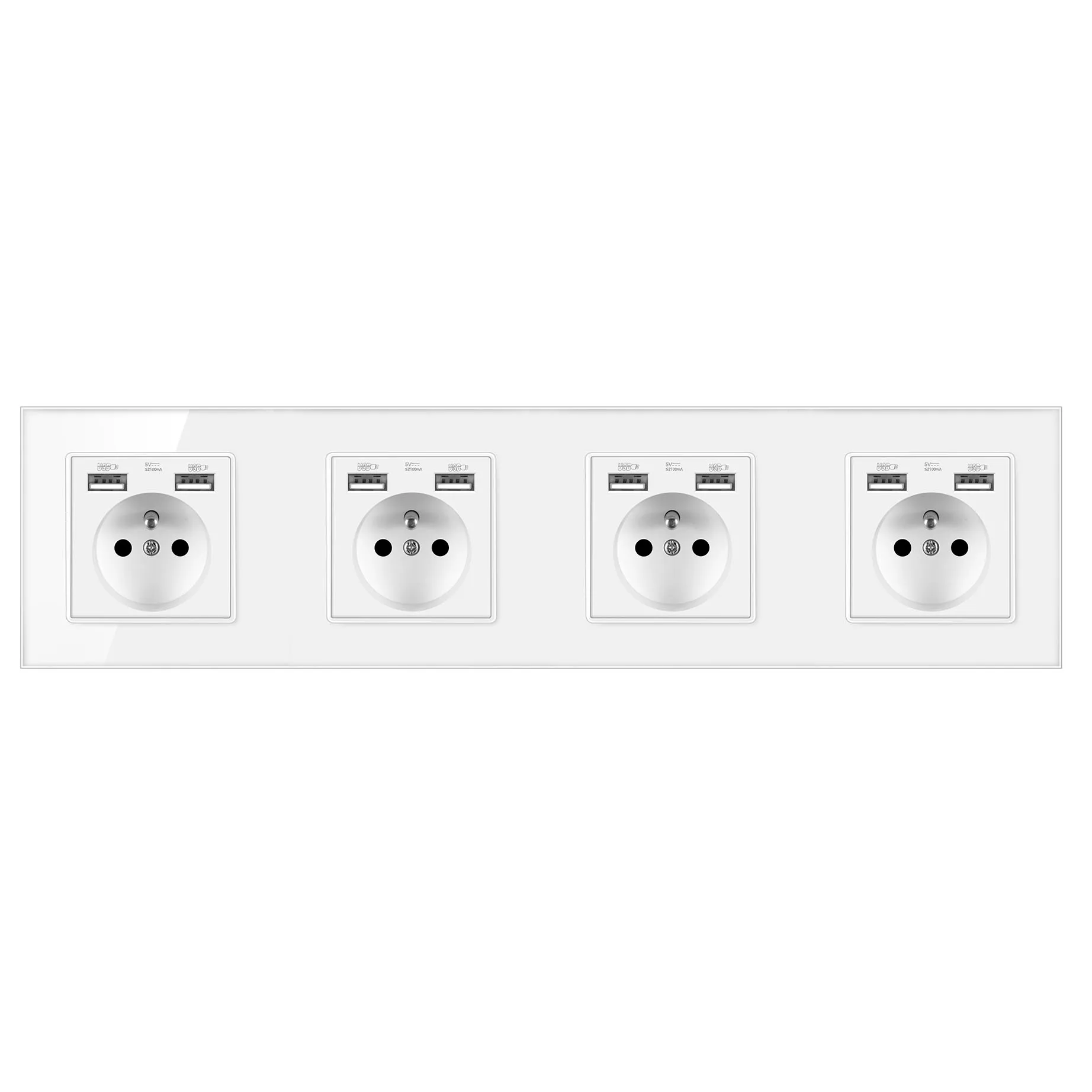 

FRON 344*86 French Standard Tempered Crystal Glass Enchufe USB 5V 2100mA Wall Socket Prise Outlet AC110-250V 16A Sockets