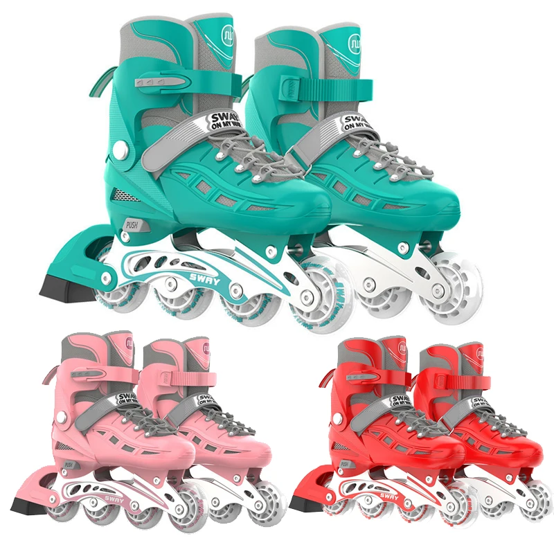 Woemn Kids Adjustable Outdoor Beginner Inline Skating Shoes 