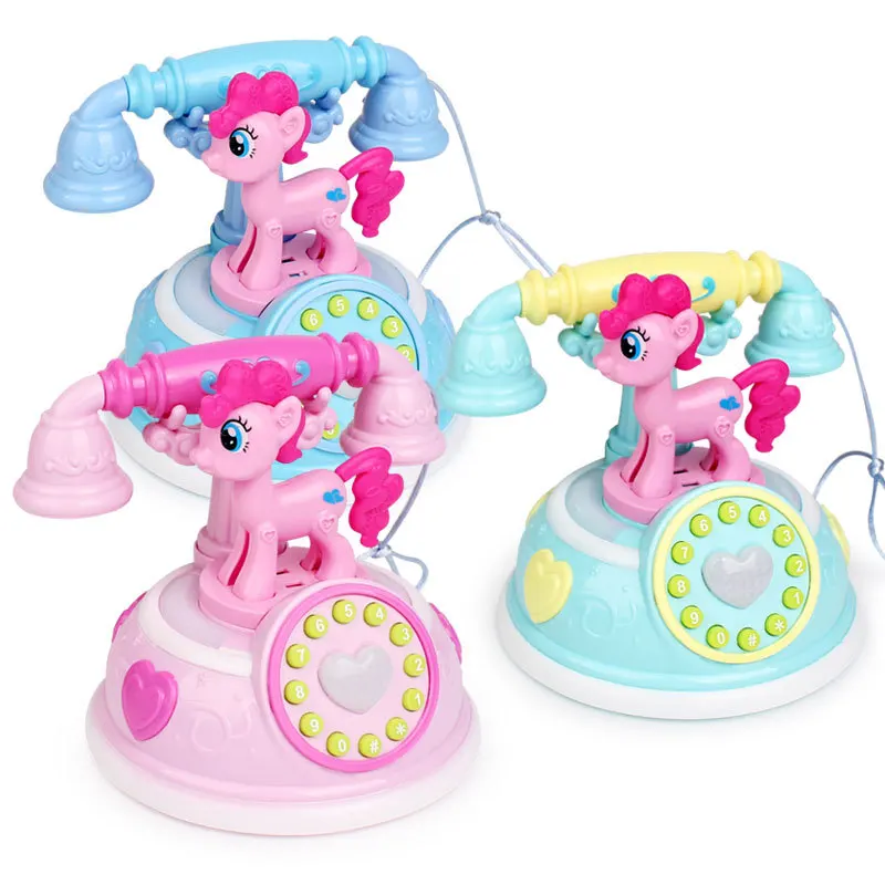 

Pony retro telephone early education story machine multi-mode simulation telephone girl play house toy musical toys for baby