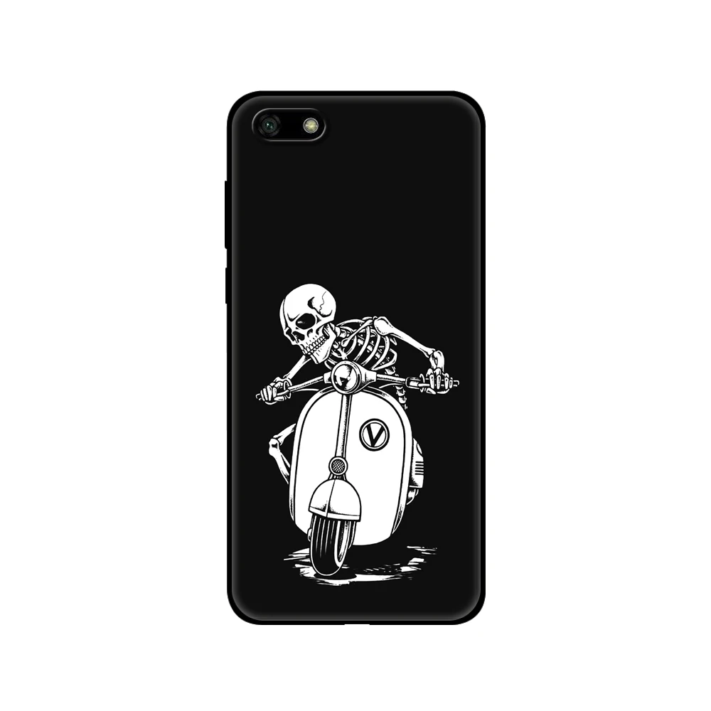 Black tpu Case For Huawei Honor 20 Lite 10 10i 20S 30S 30 7A 5.45 7s 7C 5.7 Cover Funny skull skeleton |
