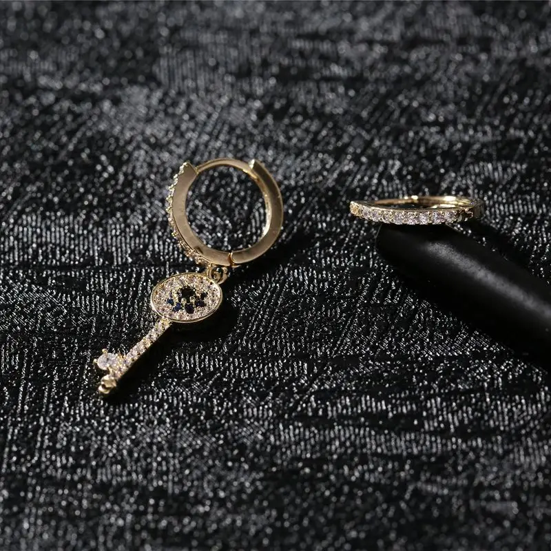 MIGGA ассиметричные Evil Eye Key золотистые серьги-подвески цвет микро украшенное кубическими камнями циркониевые серьги для женщин