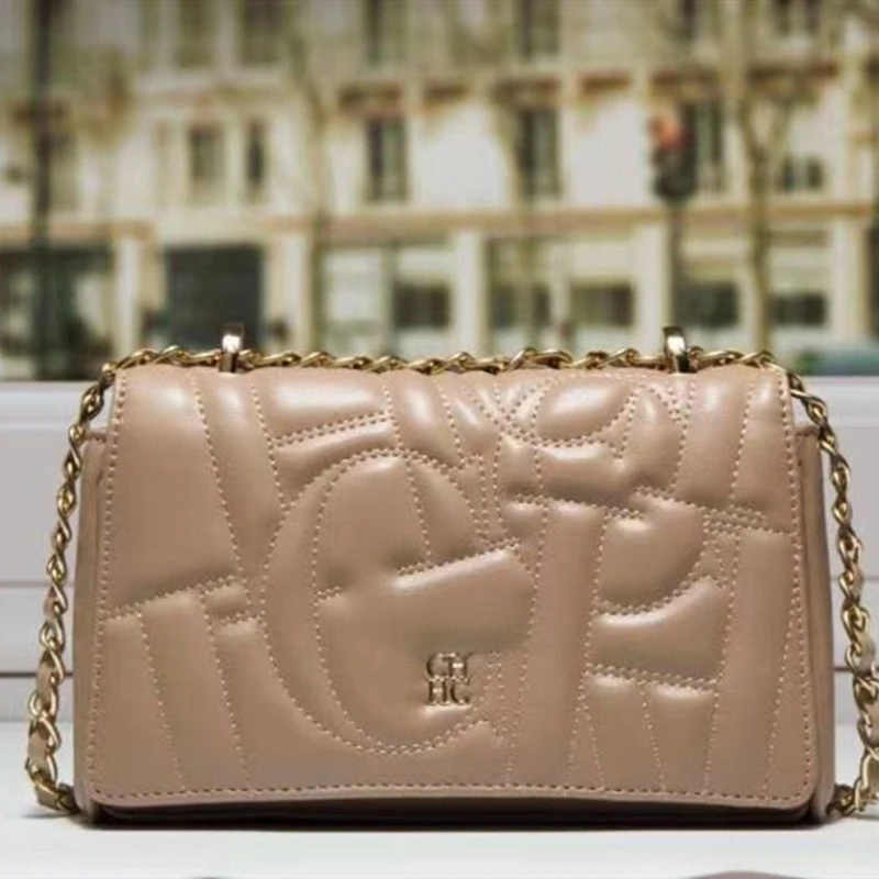 

2021 New Fashion 100% Leather Women's Chain Flap Bag Luxury Designer Crossbody Shoulder Bag CH Print Engraving Purse and Handbag