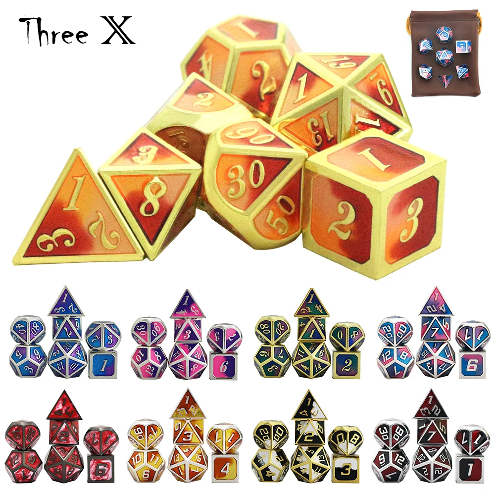 DND набор металлических игральных костей для ролевых игр 7 шт многогранные