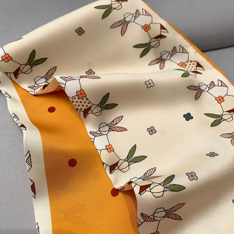

Printing Scarf Women Green Hair Tie Band Kerchief Wrist Ribbons Fashion Head Neck Silk Satin Bag Scarfs long silk scarf