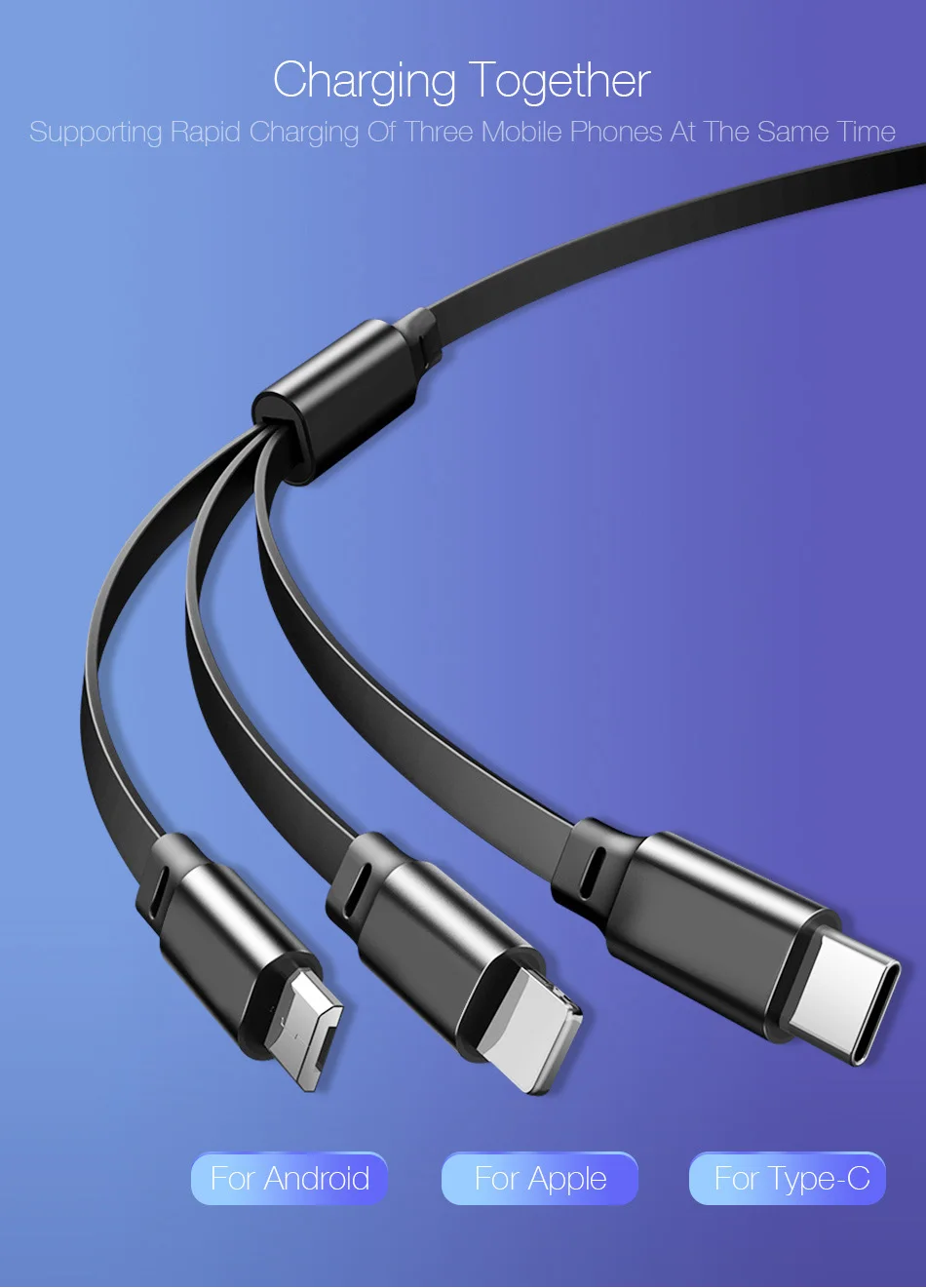 Кабель Micro USB для зарядки телефона, кабель type-C, 3 в 1 для iphone, samsung, huawei, Xiaomi, выдвижной кабель для синхронизации данных