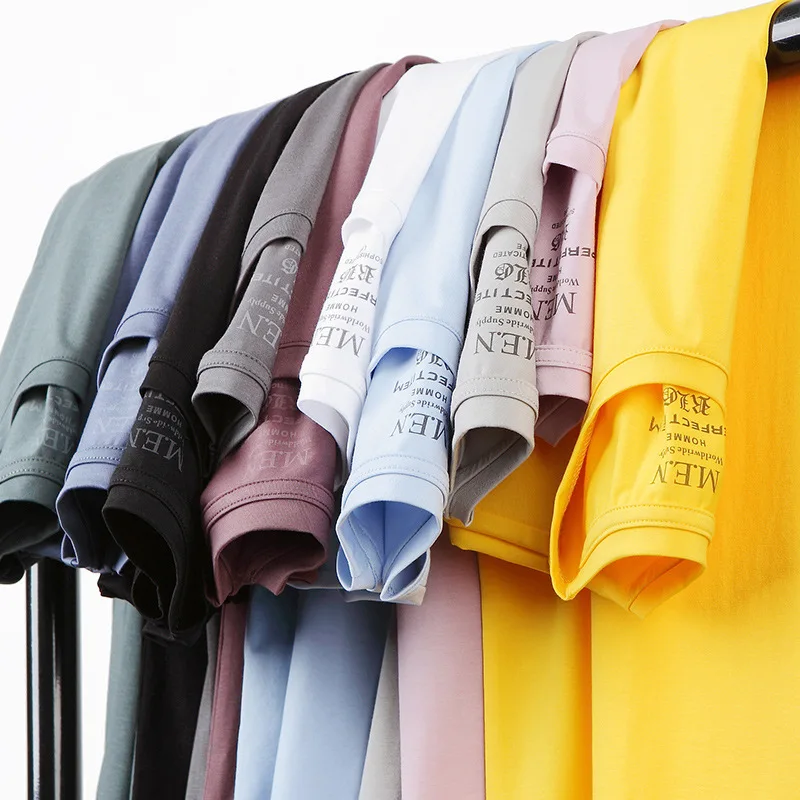 

Футболка мужская с коротким рукавом и круглым вырезом, модная тенниска из однотонного хлопка, повседневная майка в стиле хип-хоп, уличная од...