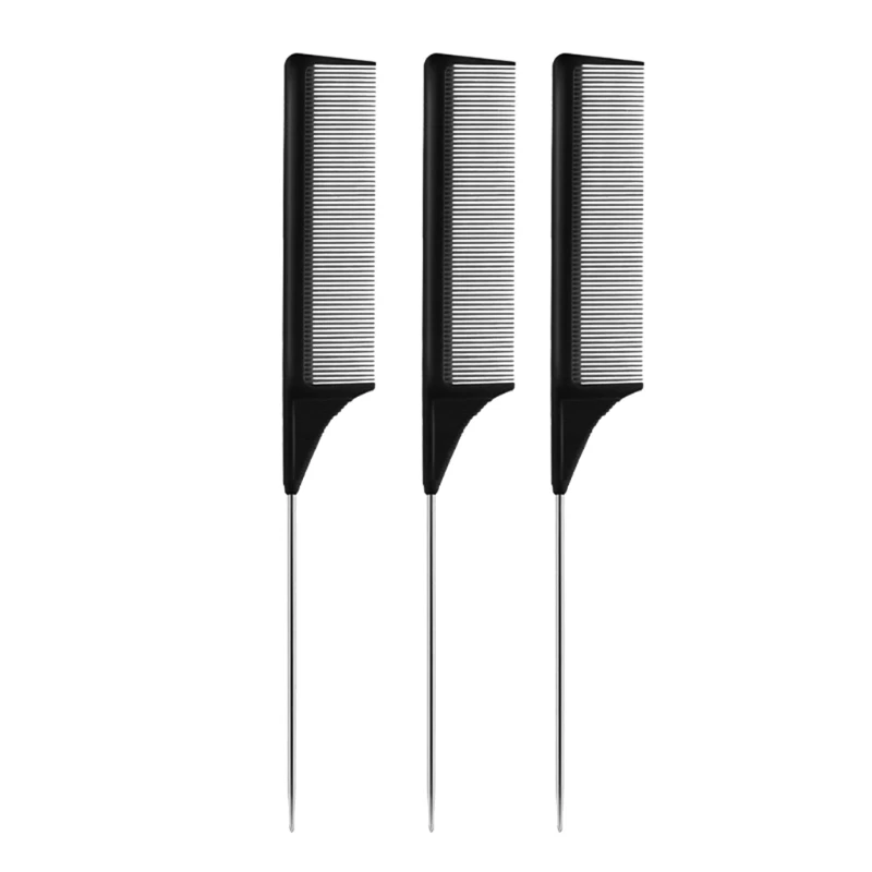 

X7JA 3pcs Fine Tooth Rat Tail Combs Pintail Barber Styling Comb for Women Anti Static Hairdressing Tool