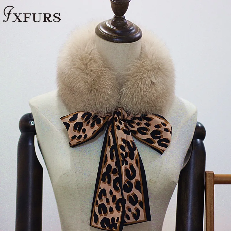 

2020 Women's Real Fox Fur Scarf Girls Natural Fur Snood Ribbon Belt Scarves Winter Warm Neckchief Wraps Neck warmers Korean
