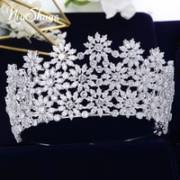 niushuya luxury cubic zirconia royal princess flower wedding bridal tiaras and crowns cz pageant headpieces jewelries
