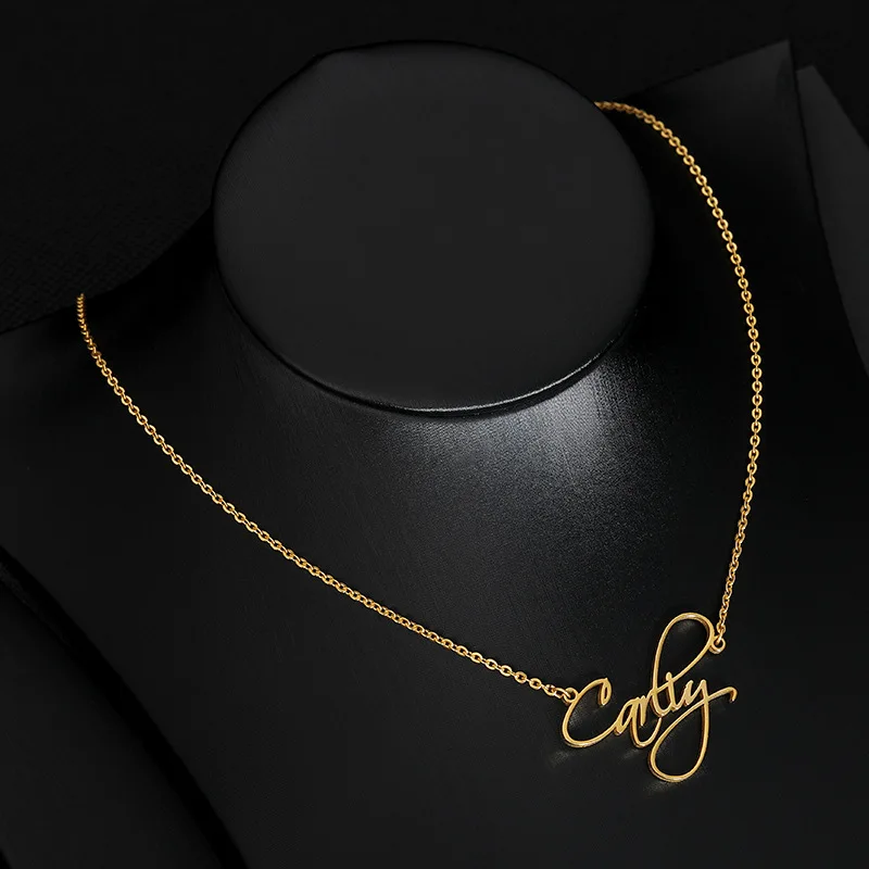 

Gold Color Chain Custom Jewelry Personalized Name Necklace Cursive Choker Necklace Women Men Bijoux Gift